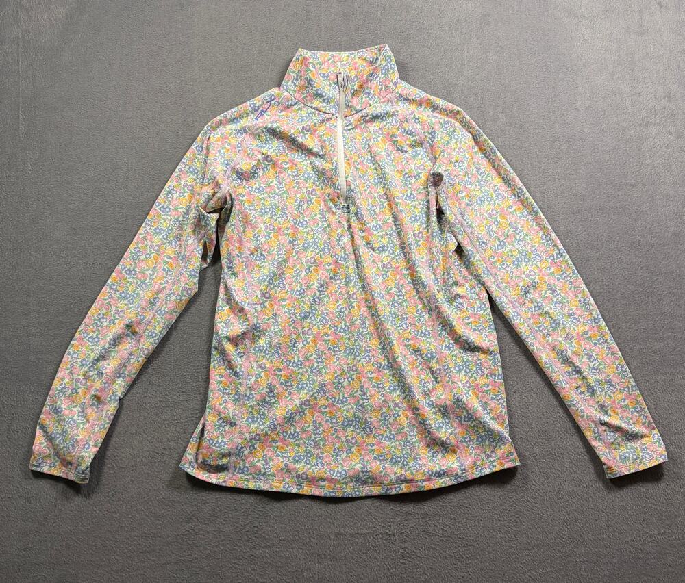Zella Ren Pastel Floral Quarter Zip Pullover Long Sleeve Workout Top Small